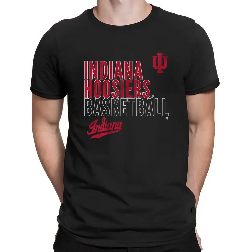 Indiana Basketball 2025 Text Logo Overlay T Shirt