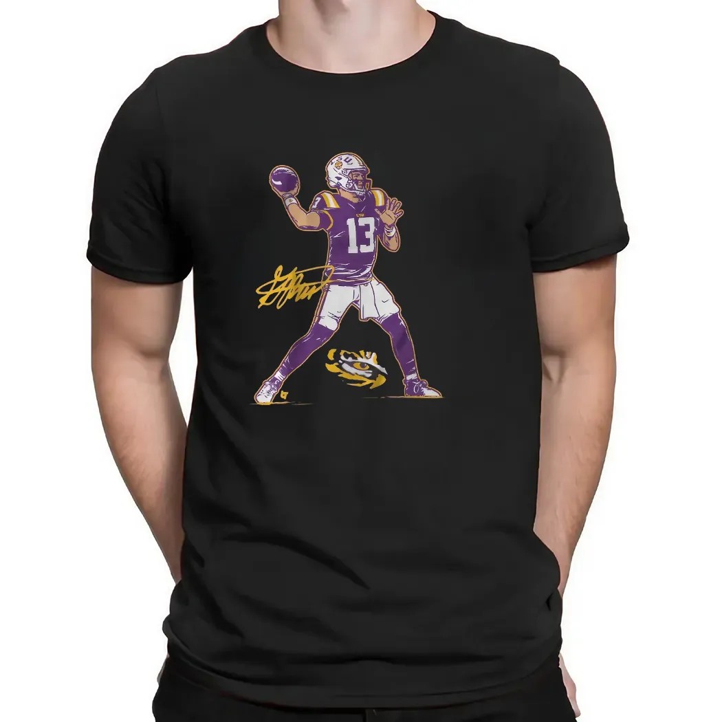LSU Football Garrett Nussmeier Superstar Pose Signature T Shirt