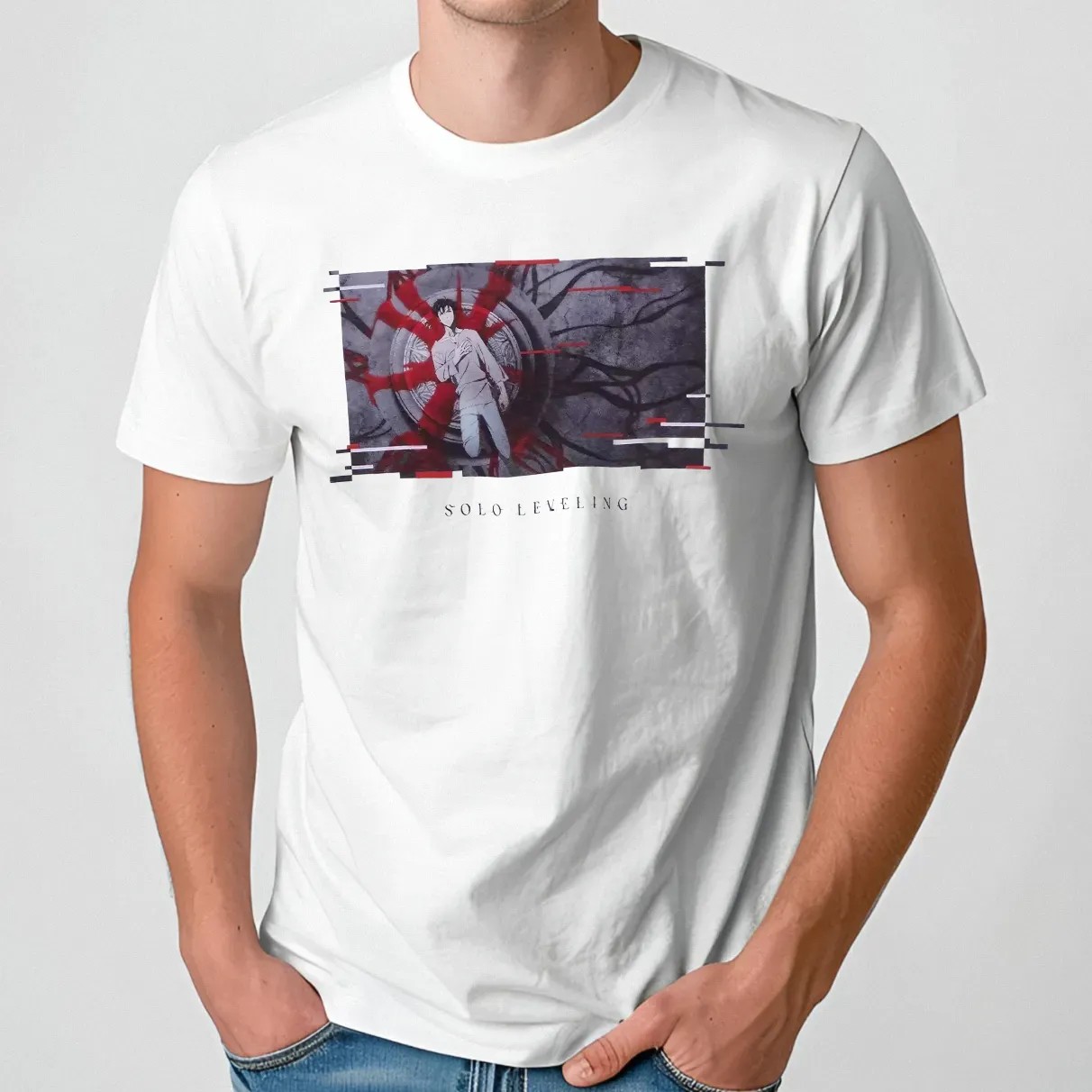 Solo Leveling Sung Jinwoo Glitch Panel T Shirt
