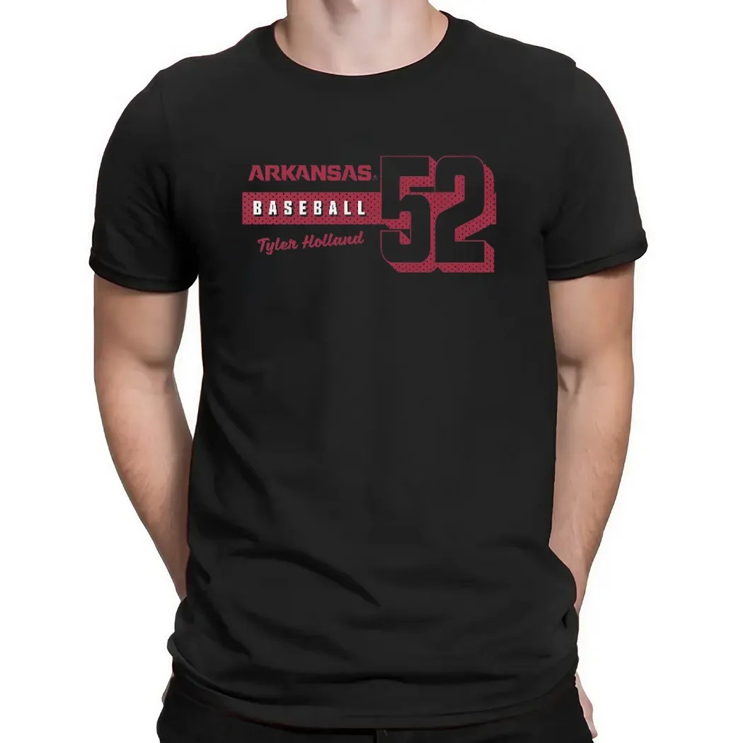 Tyler Holland Baseball Arkansas Black Graphic T Shirt