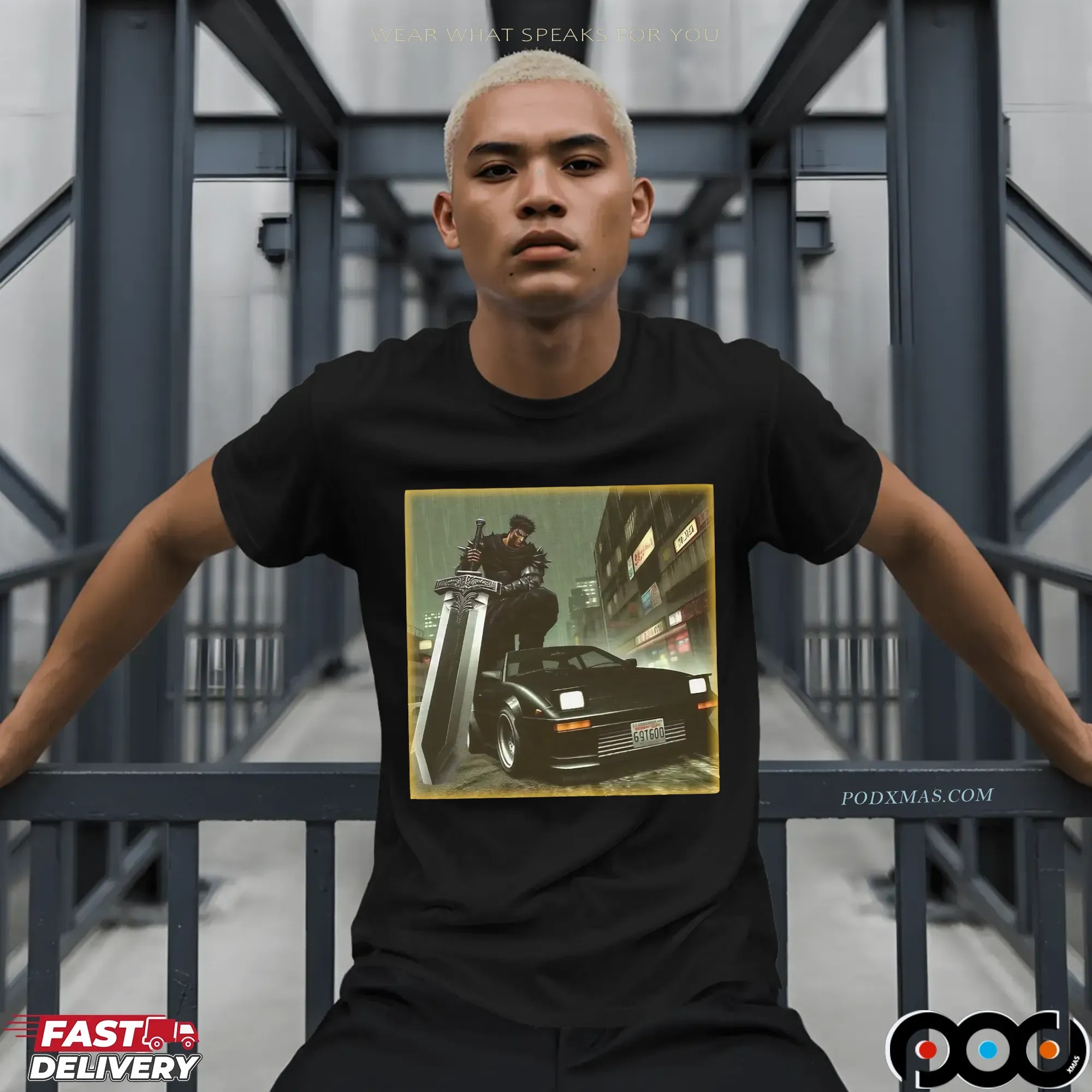 Berserk Guts x JDM Toyota MR2 Cyberpunk T Shirt 1 Berserk Guts x JDM Toyota MR2 Cyberpunk T Shirt