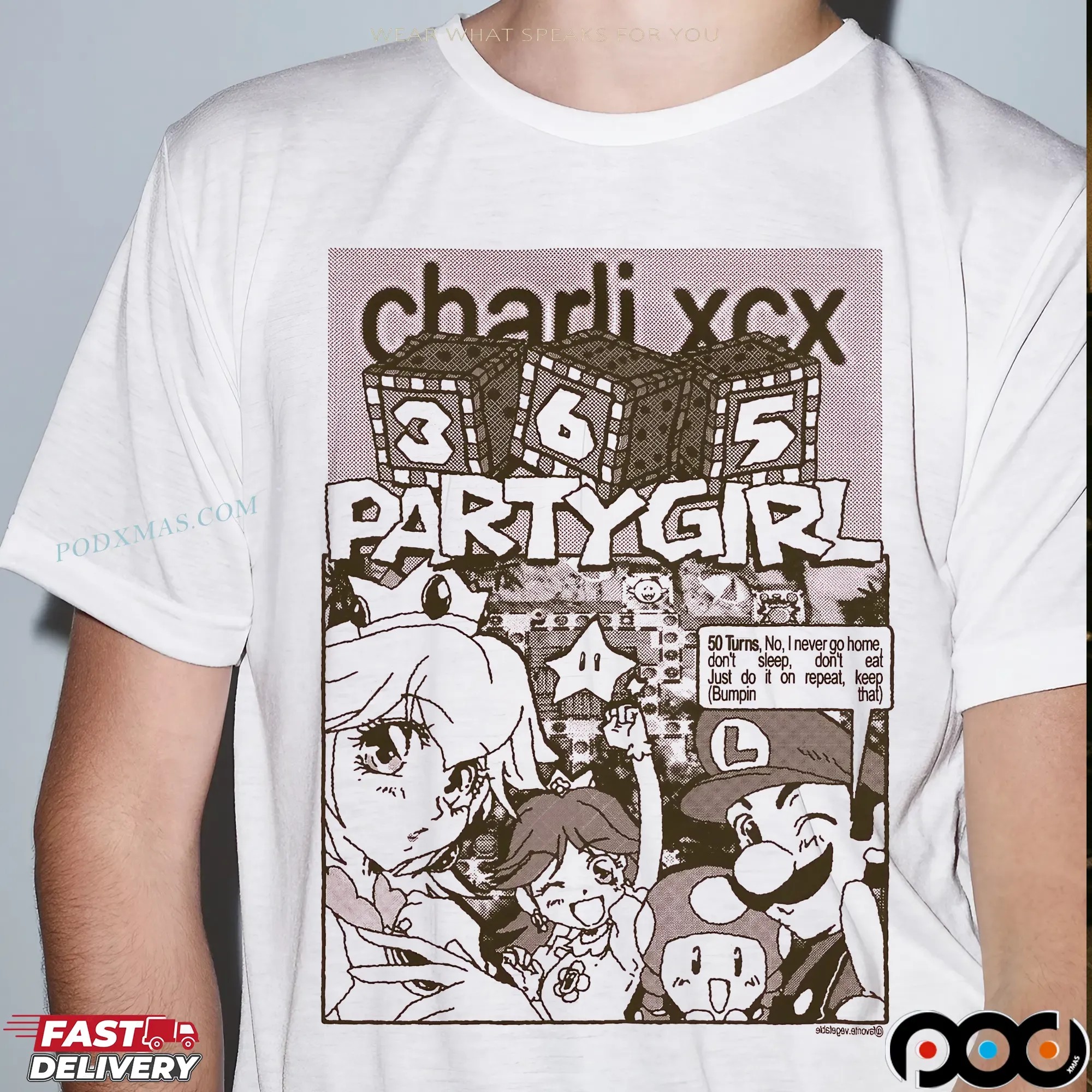 Charli XCX 365 Party Girl Mario T Shirt 9 Charli XCX 365 Party Girl Mario T Shirt