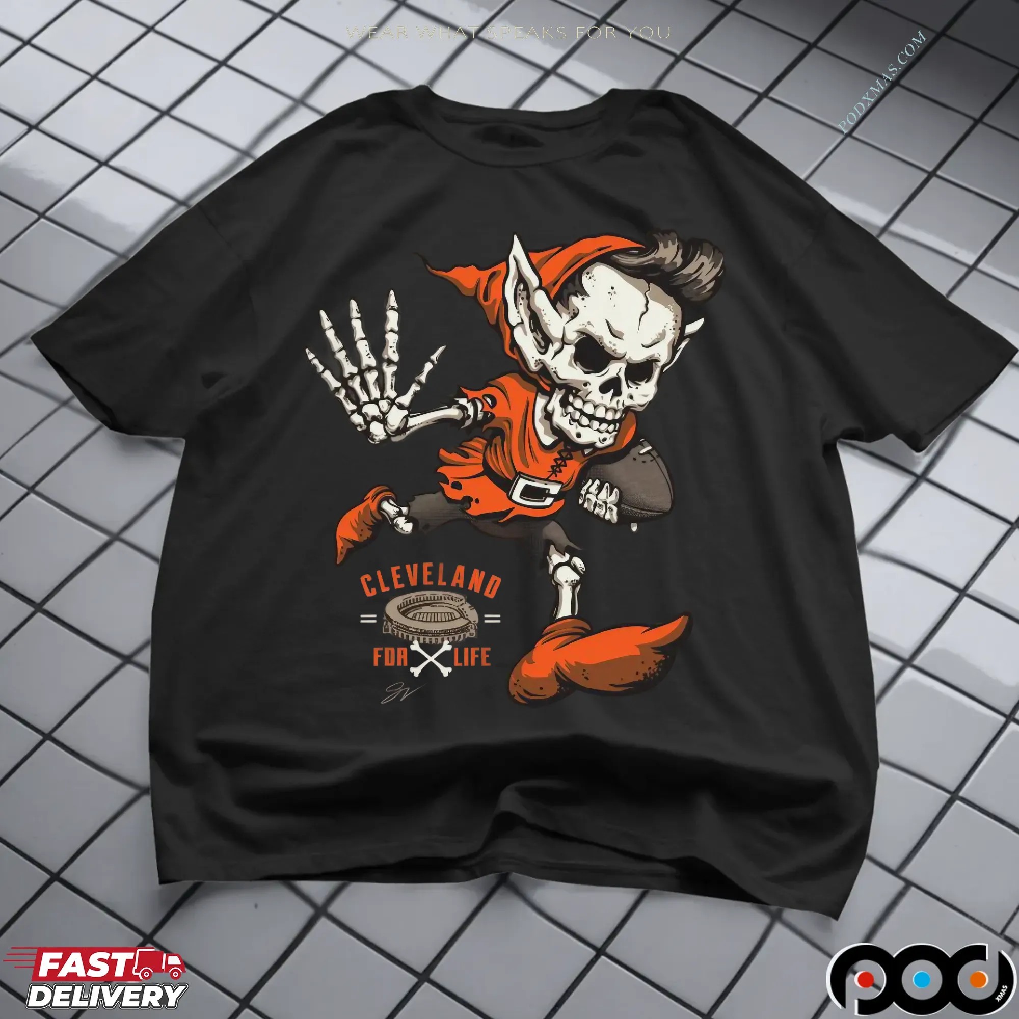 Cleveland For Life Skeleton Elf Halloween T Shirt 8 Cleveland For Life Skeleton Elf Halloween T Shirt