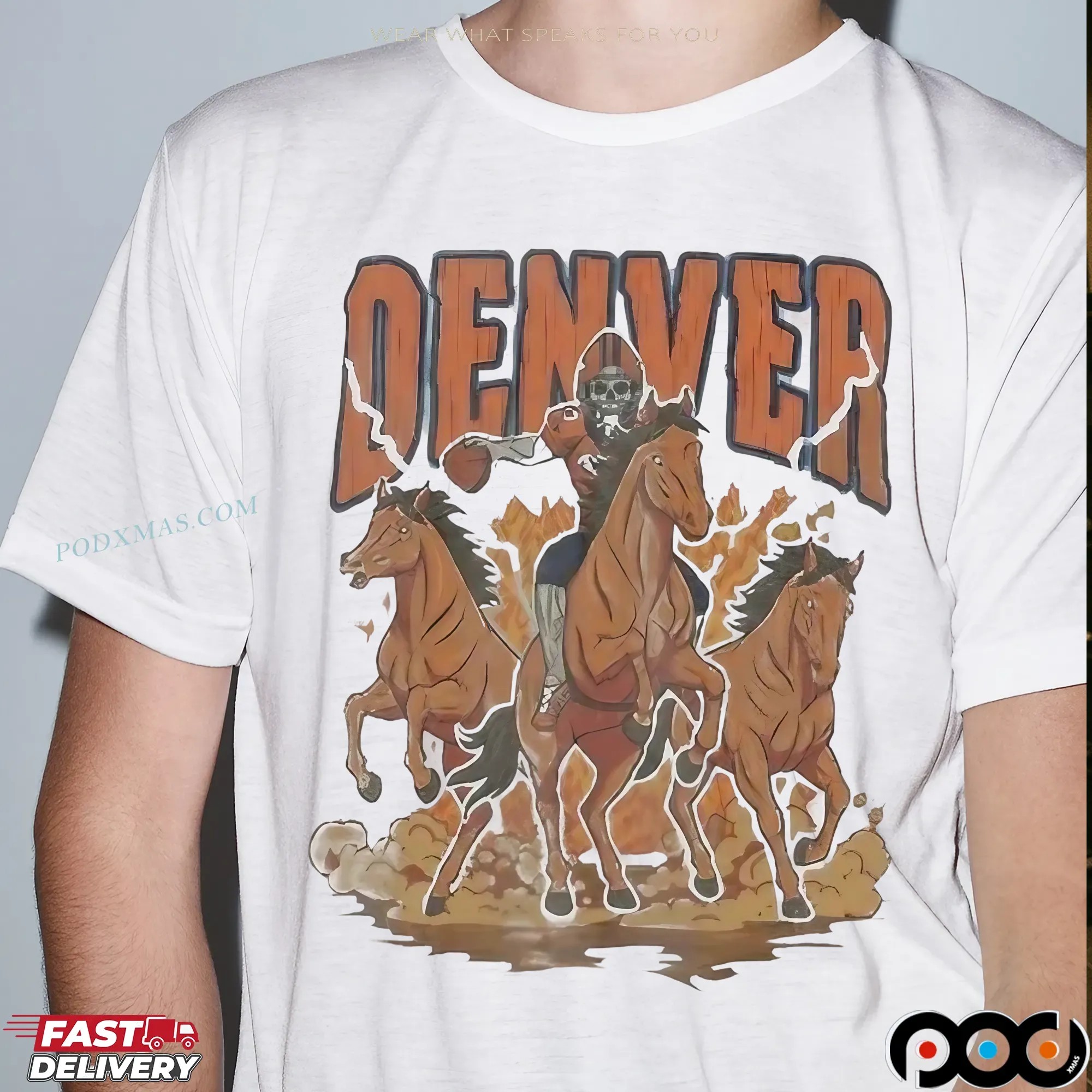 Denver Broncos Football Skeleton Horse T Shirt 11 Denver Broncos Football Skeleton Horse T Shirt