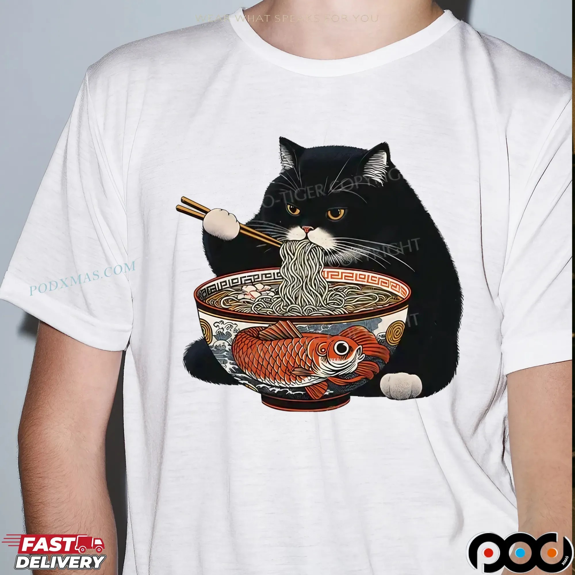 Fat Cat Eating Ramen Classic T Shirt 9 Fat Cat Eating Ramen Classic T Shirt