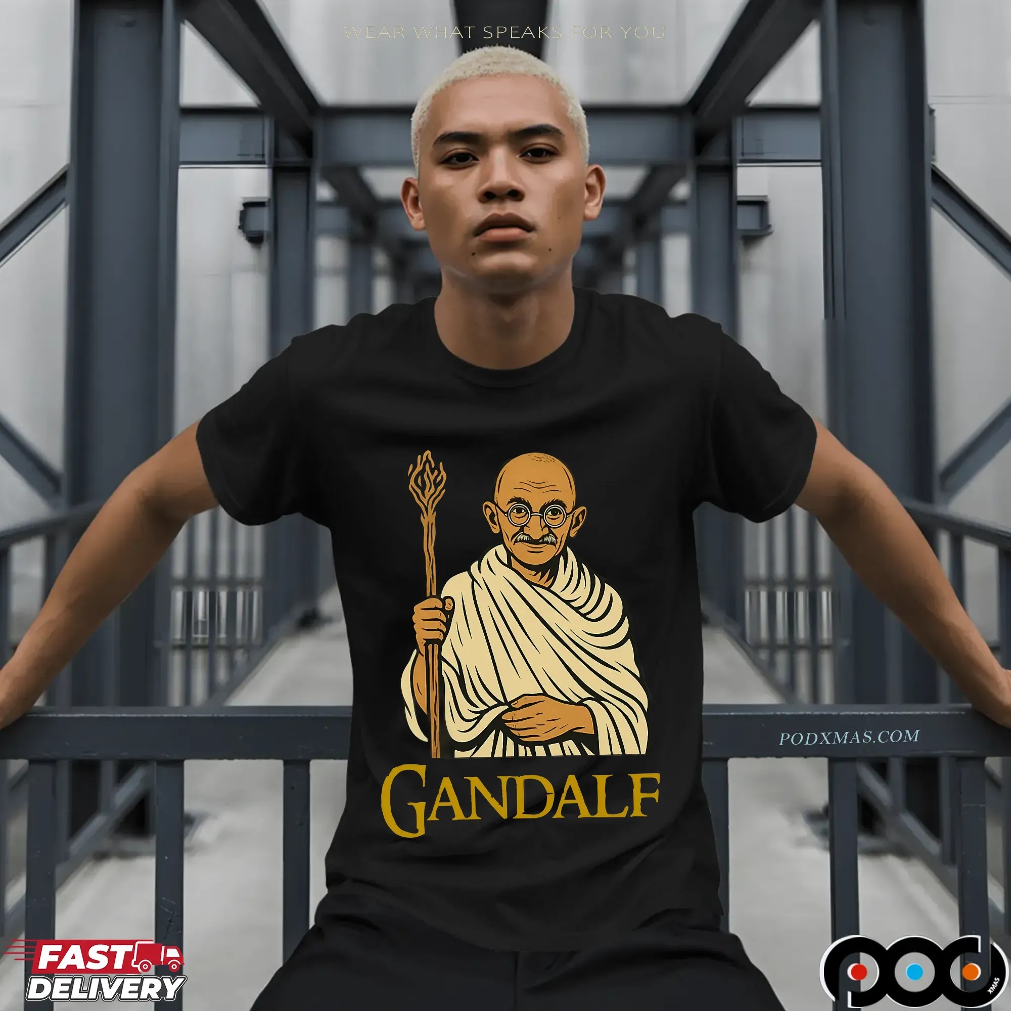 Gandalf Gandhi Graphic T Shirt 1 Gandalf Gandhi Graphic T Shirt