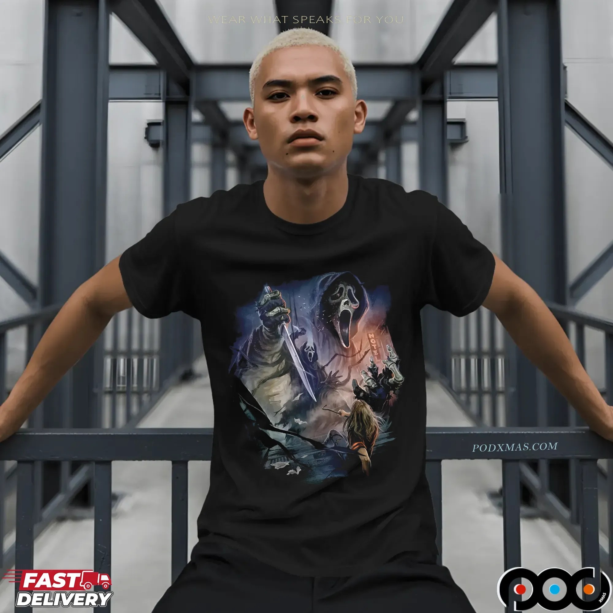 Ghost Face Nightmare City Halloween Graphic Art T Shirt 9 Ghost Face Nightmare City Halloween Graphic Art T Shirt