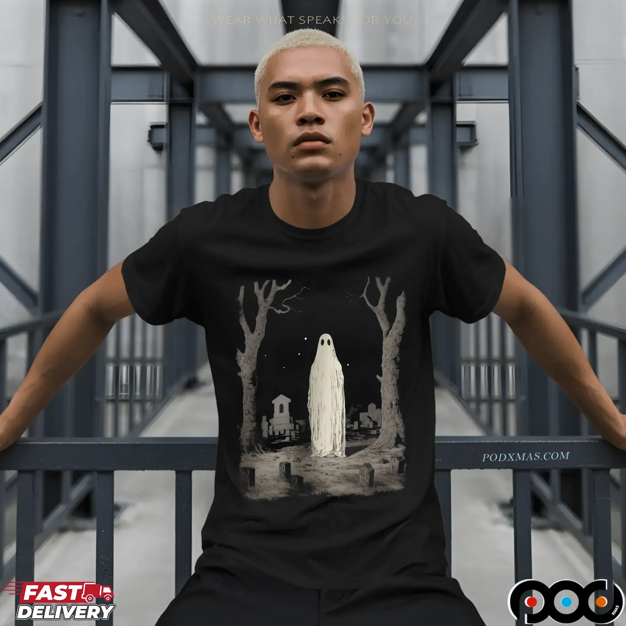 Ghost in Cemetery Halloween Graphic T Shirt 9 Ghost in Cemetery Halloween Graphic T Shirt