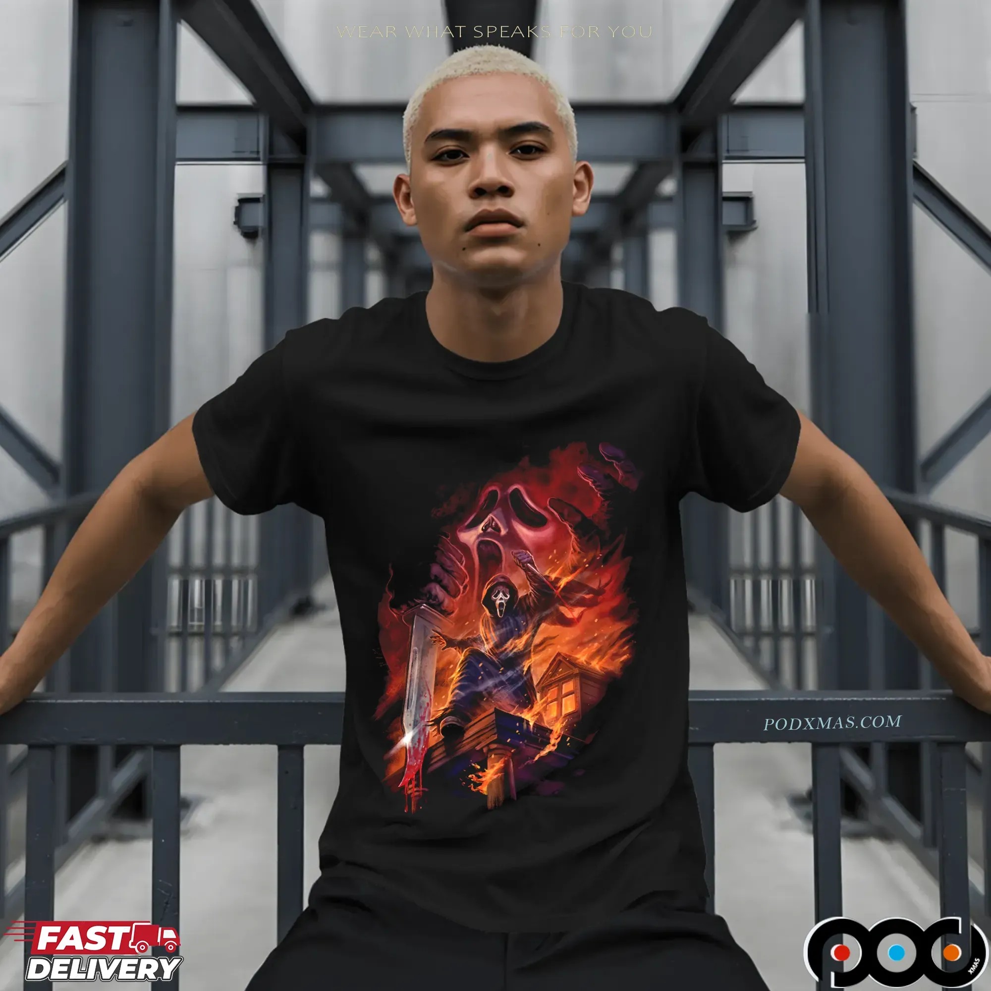 Ghostface Fire In The Night Halloween T Shirt 9 Ghostface Fire In The Night Halloween T Shirt
