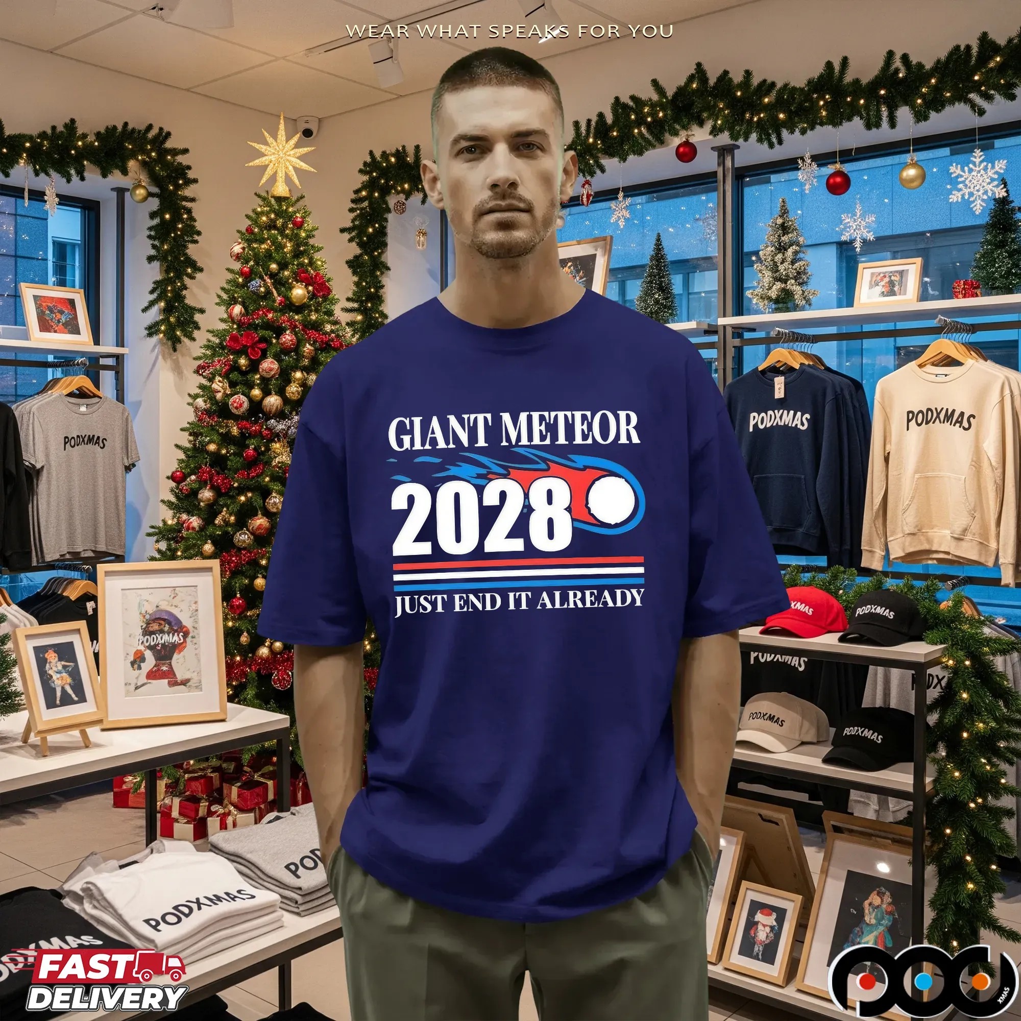 Giant Meteor 2028 Just End It Already Statement T Shirt