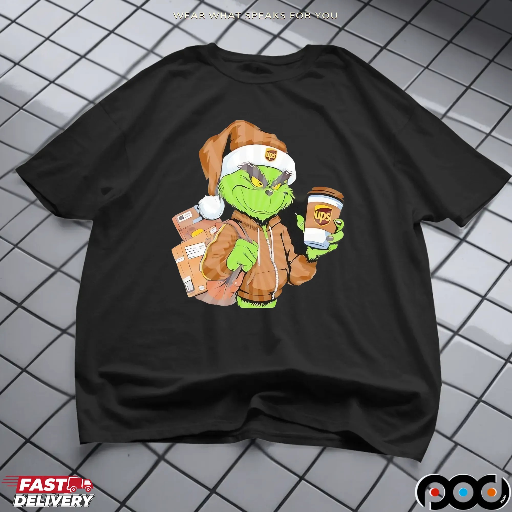 Grinch Delivering UPS Xmas T Shirt