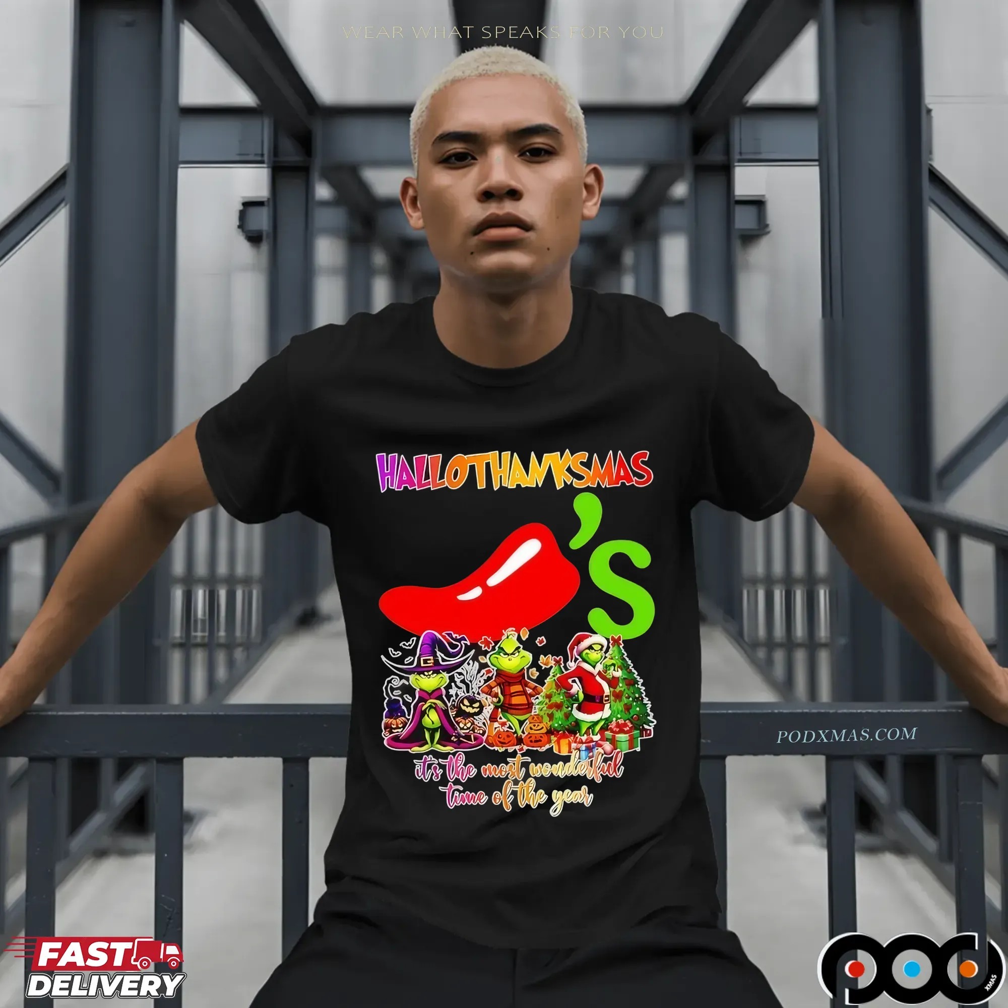Grinch Hallothanksmas Chili's It's The Most Wonderful Time Of The Year Merry Christmas T Shirt