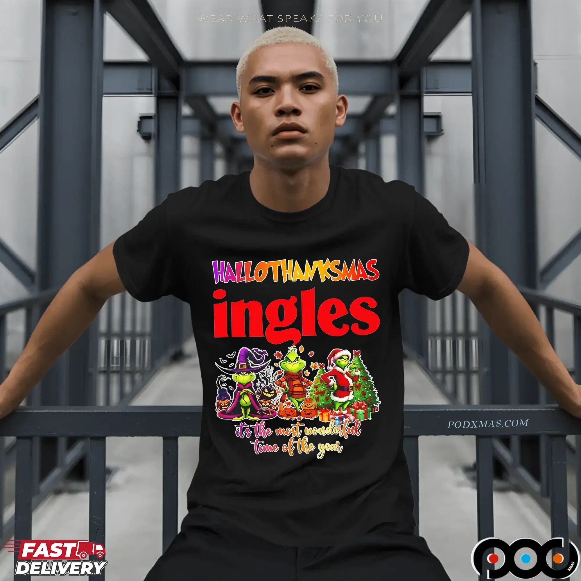 Grinch Hallothanksmas Ingles It's The Most Wonderful Time Of The Year Christmas Halloween T Shirt