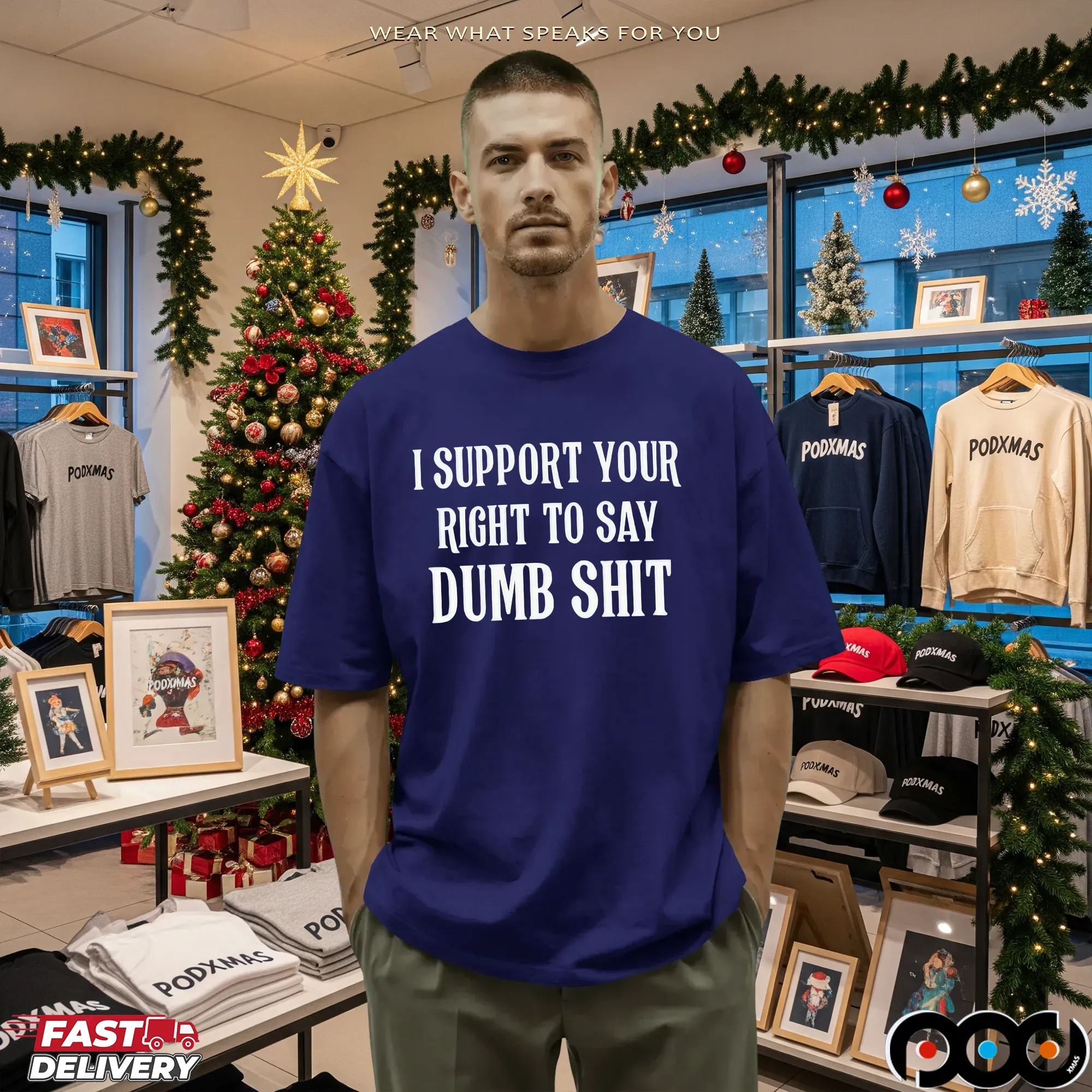 I Support Your Right To Say Dumb Shit Dark Meme Bold Text T Shirt