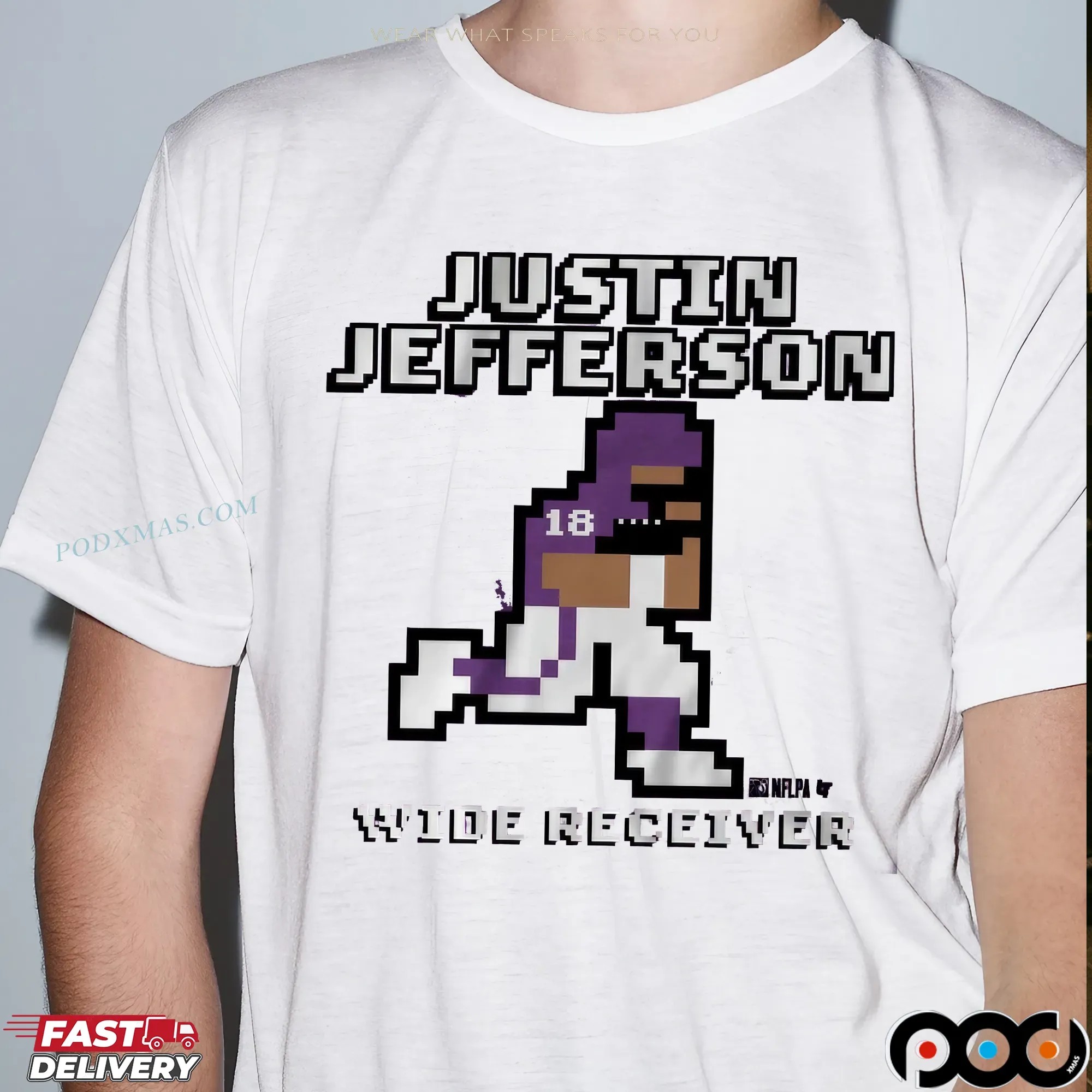 Justin Jefferson Wide Receiver Retro Baller Pixel T Shirt