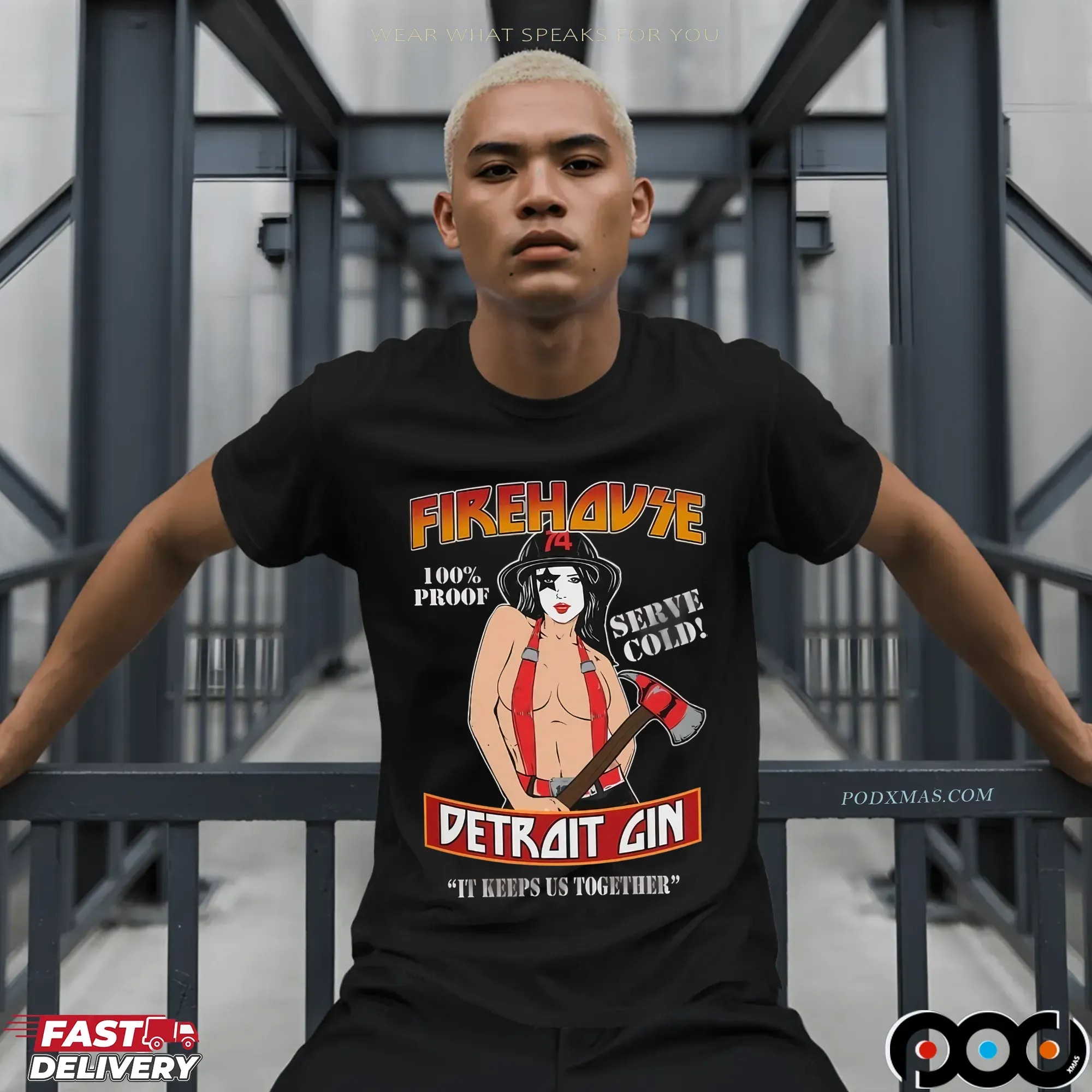 KISS Inspired Firehouse Detroit Gin T Shirt 1 KISS Inspired Firehouse Detroit Gin T Shirt