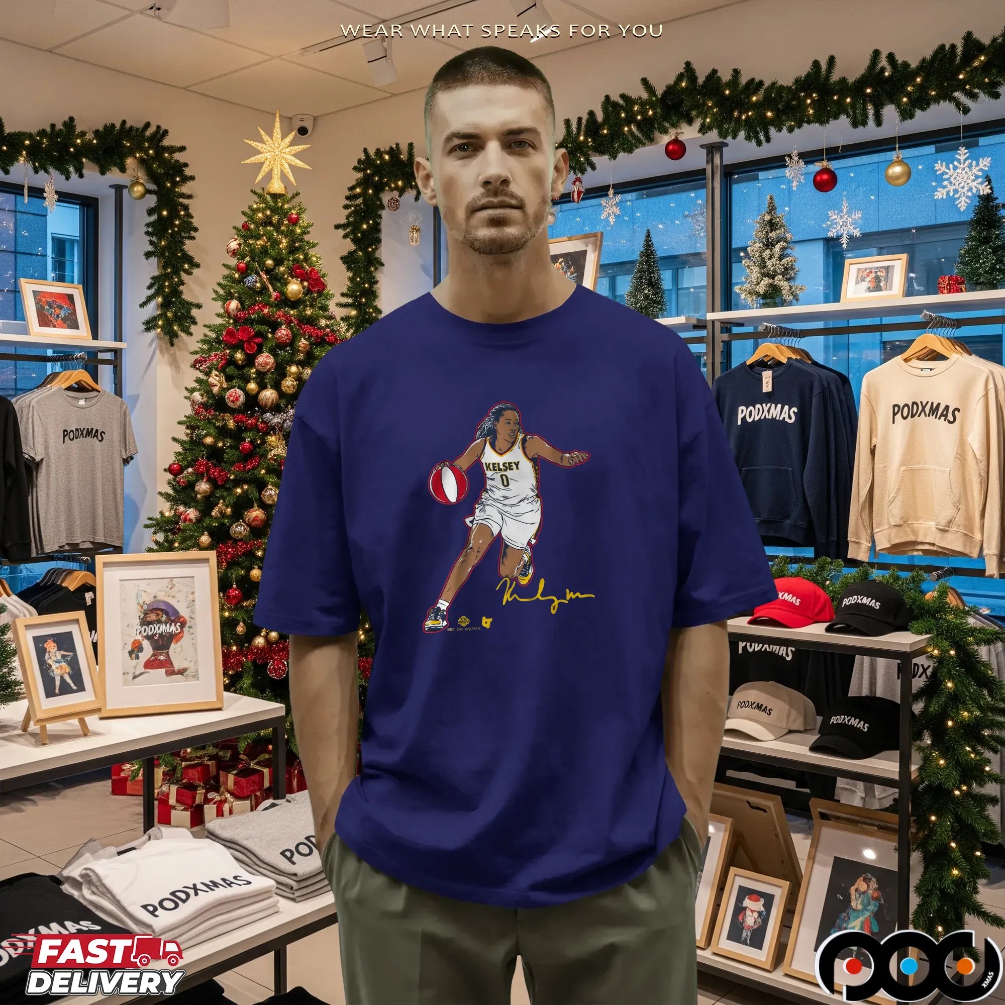 Kelsey Mitchell Superstar Pose Indiana WNBA T Shirt 3 Kelsey Mitchell Superstar Pose Indiana WNBA T Shirt