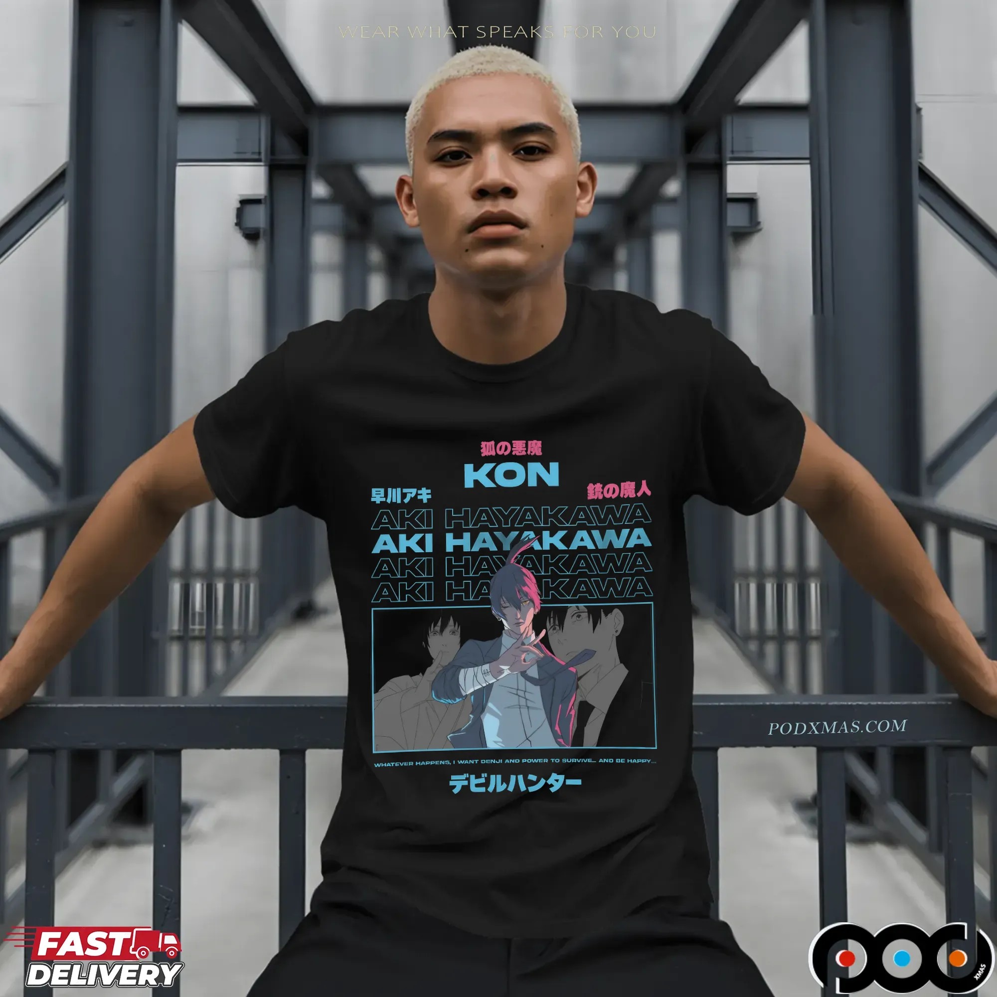 Kon Aki Hayakawa Whatever Happens I Want Denji And Power To Survive And Be Happy Chainsaw Man Manga T Shirt