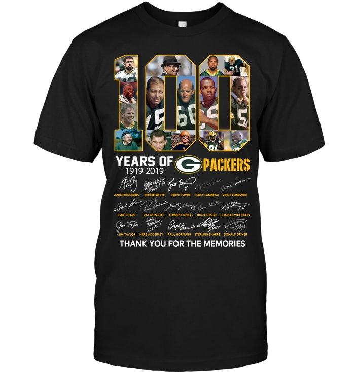 100 Years Of Green Bay Packers Thank You For The Memories Shirt