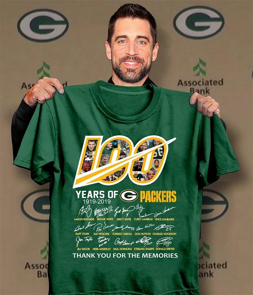 100 Years Of Green Bay Packers Thank You For The Memories Signature Shirt