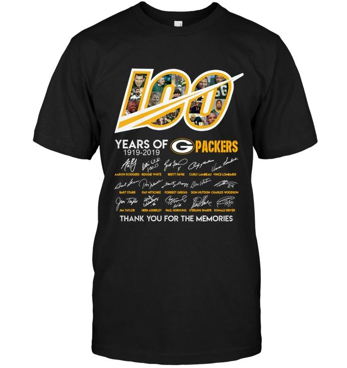 100 Years Of Green Bay Packers Thank You For The Memories Signed Shirt