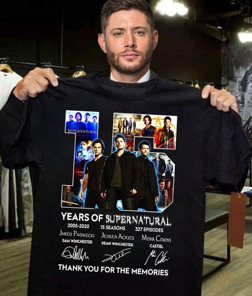 15 Years Of Supernatural Thank You For The Memories Signatures Shirt
