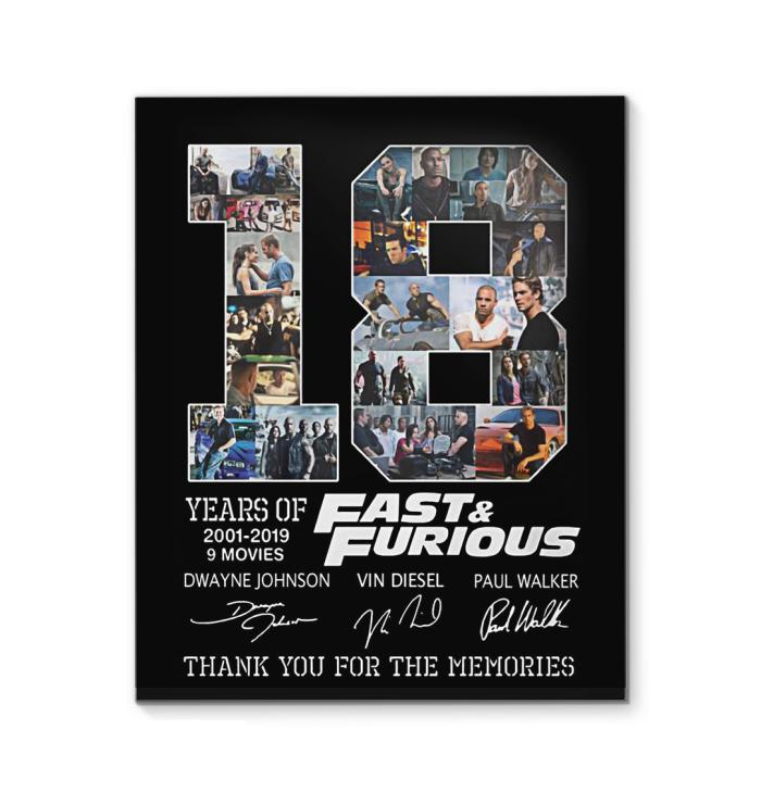 18 Year Of Fast & Furious Thank You For The Memories Canvas