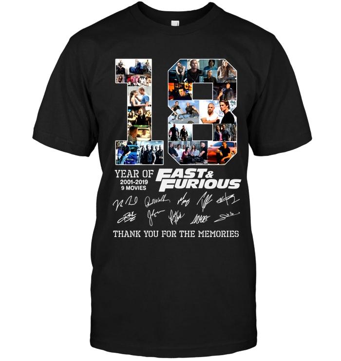 18 Years Of Fast & Furious Thank You For The Memories Shirt