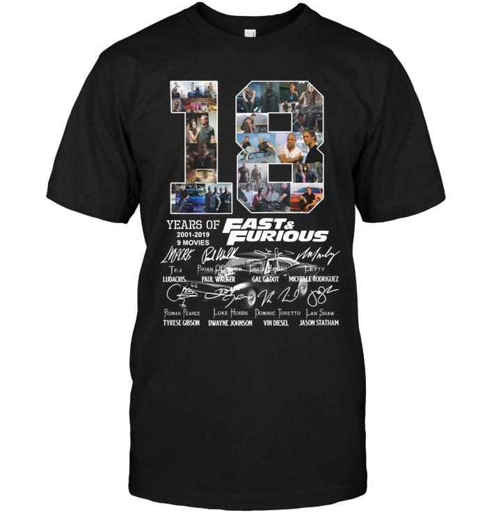 18 Years Of Fast & Furious 2001 2019 Signatures Shirt