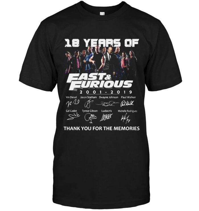 18 Years Of Fast & Furious 2001 2019 Cast Signed Shirt