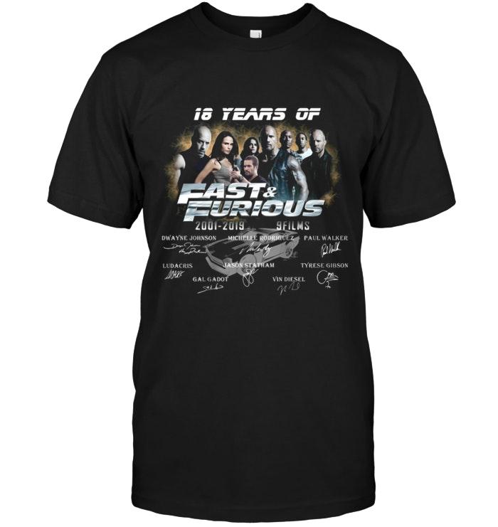 18 Years Of Fast And Furious 2001 2019 9 Films All Cast Signed Shirt