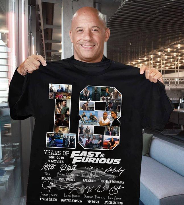 18 Years Of Fast And Furious 2001 2019 Signatures Shirt