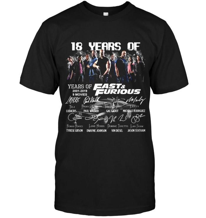 18 Years Of Fast And Furious All Cast Signed On Shirt