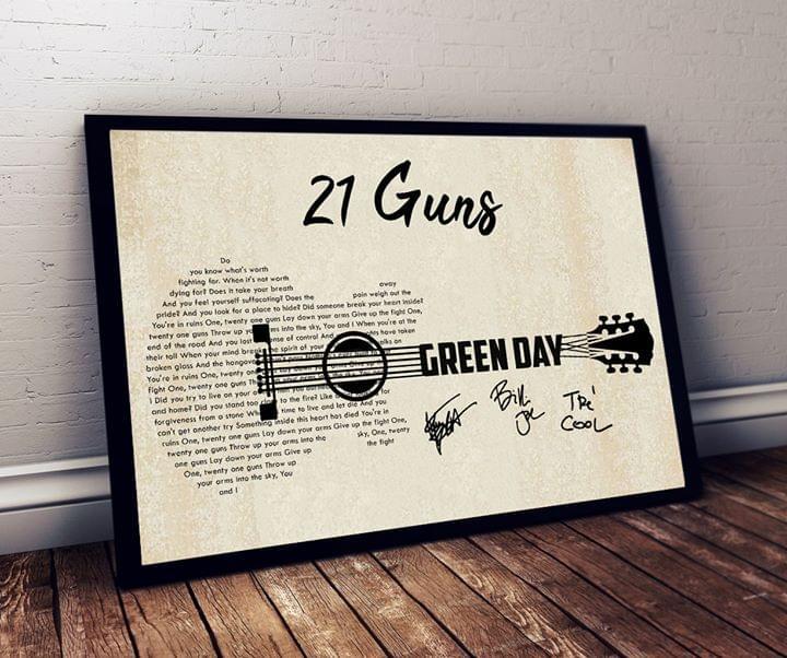 21 Guns Green Day Lyric Guitar Typography Signed Poster Canvas
