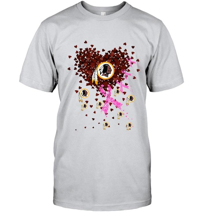 Washington Redskins Tiny Heart Love Shaped Br East Cancer Shirt