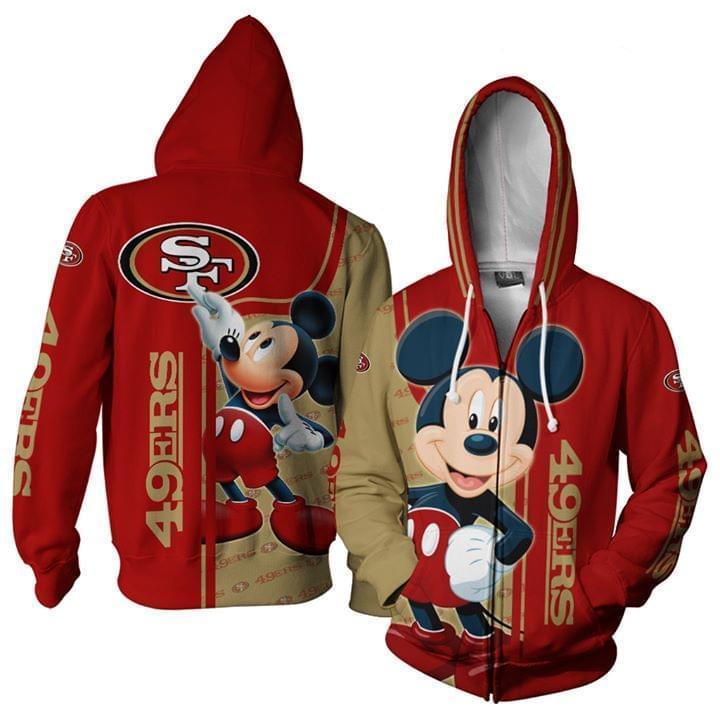 San Francisco 49ers Mickey Fan 3d Zip Hoodie Zip