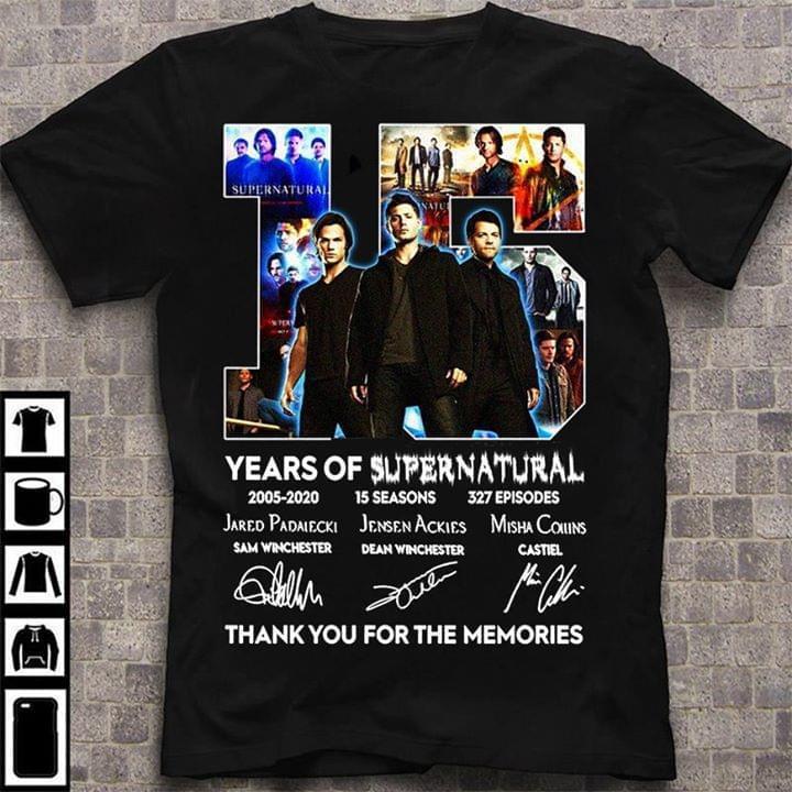 15 Years Of Supernatural 2005 2020 15 Seasons Thank You For Memories Characters Signed T Shirt