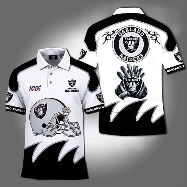 100th Nfl Oakland Raiders For Football Fan Polo 3d Printed Polo