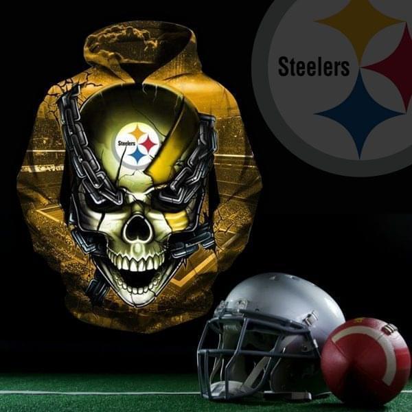 Pittsburgh Steelers Skull Chain 3d Printed Hoodie 3d