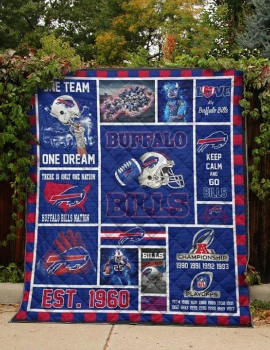 Buffalo Bills Est 1960 One Team One Dream There Is Only One Nation Buffalo Bills Nation Championship Quilt Blanket
