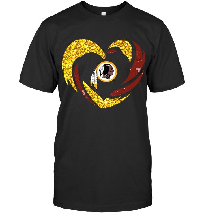 Washington Redskins Heart Love Golden Glitter Pattern Hurricane Shirt