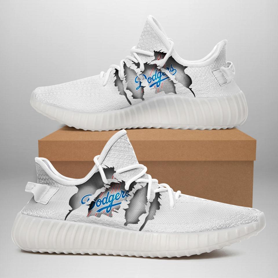 Los Angeles Dodgers Ripped White Running Shoes Yeezy Sneaker