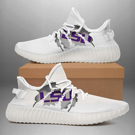 Lsu Tigers Ripped White Running Shoes Yeezy Sneaker