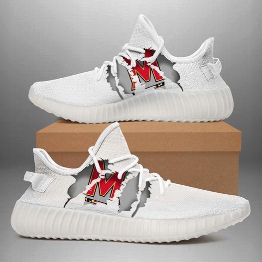 Maryland Terrapins Ripped White Running Shoes Yeezy Sneaker