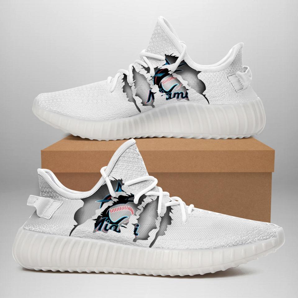 Miami Marlins Ripped White Running Shoes Yeezy Sneaker