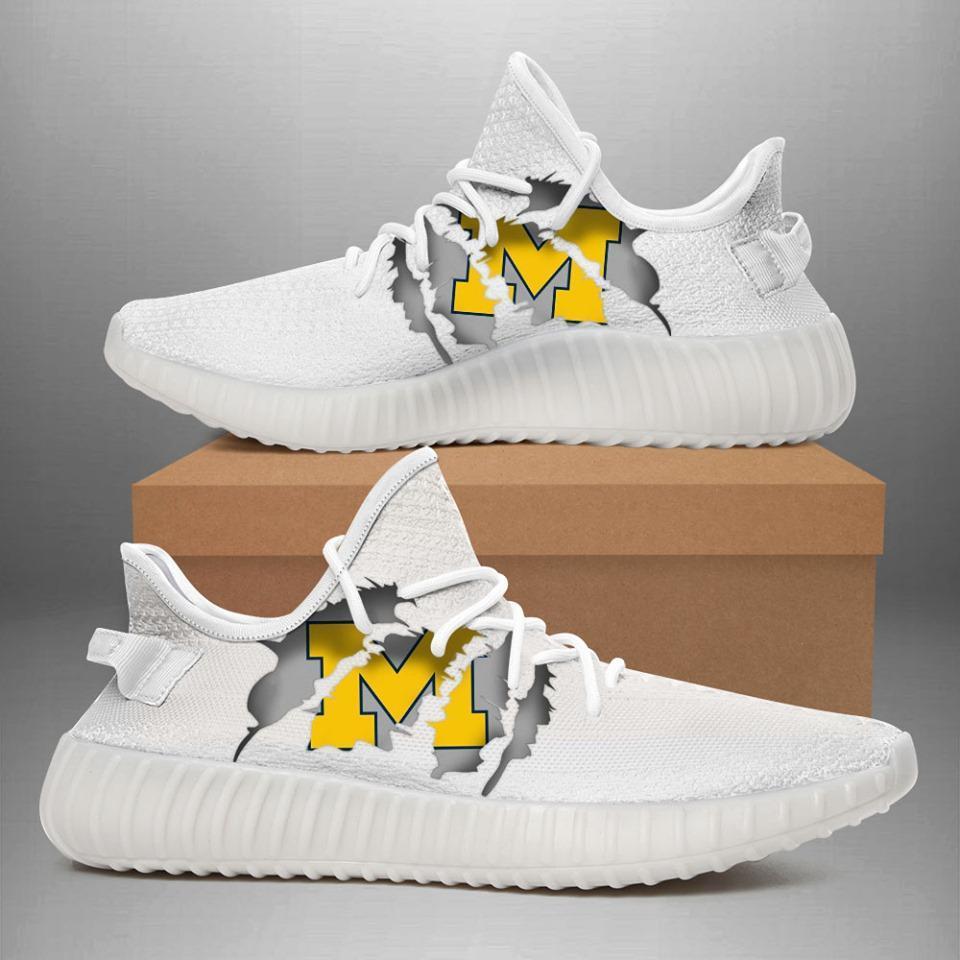 Michigan Wolverines Ripped White Running Shoes Yeezy Sneaker
