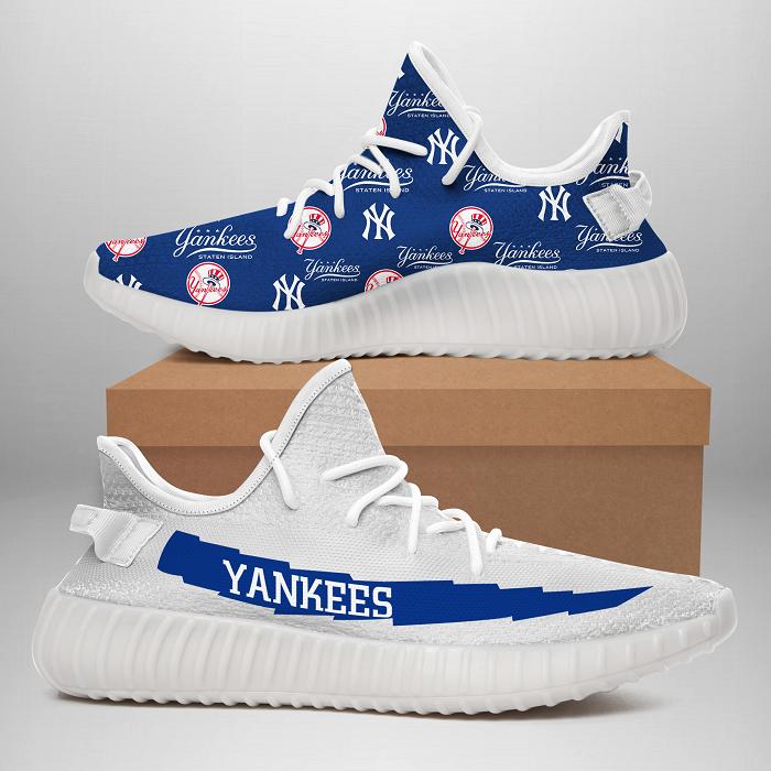 New York Yankees Adidas Yeezy Boost 350 V2 Cream Triple White