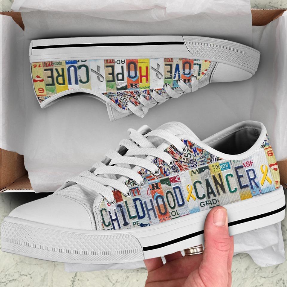 Childhood Cancer Yellow Ribbon Colorful Custom Low Converse