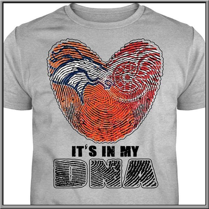 Its In My Dna Denver Broncos Detroit Red Wings Heart T Shirt