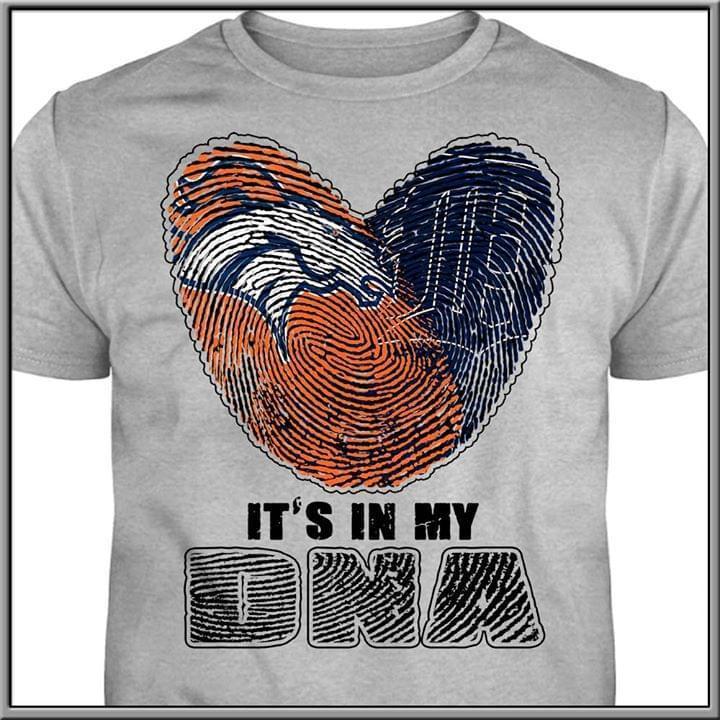 Its In My Dna Denver Broncos Detroit Tigers Heart T Shirt